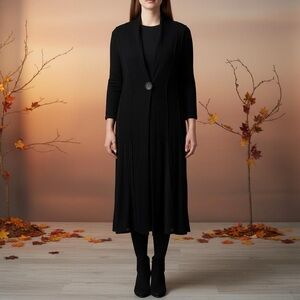 Joseph Ribkoff black long cardigan 3/4 length sleeve size 4